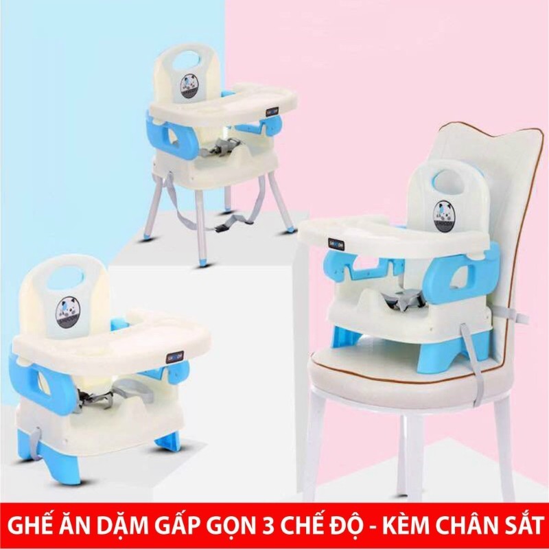 Ghế ăn dặm gấp gọn cho bé kèm chân sắt  – Ghế ngồi ăn đa năng có thể gập gọn, điều chỉnh - DC002