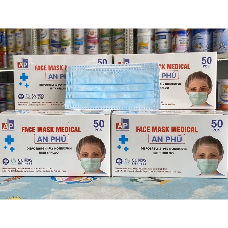Khẩu trang y tế 4 lớp hàng công ty hộp 50c