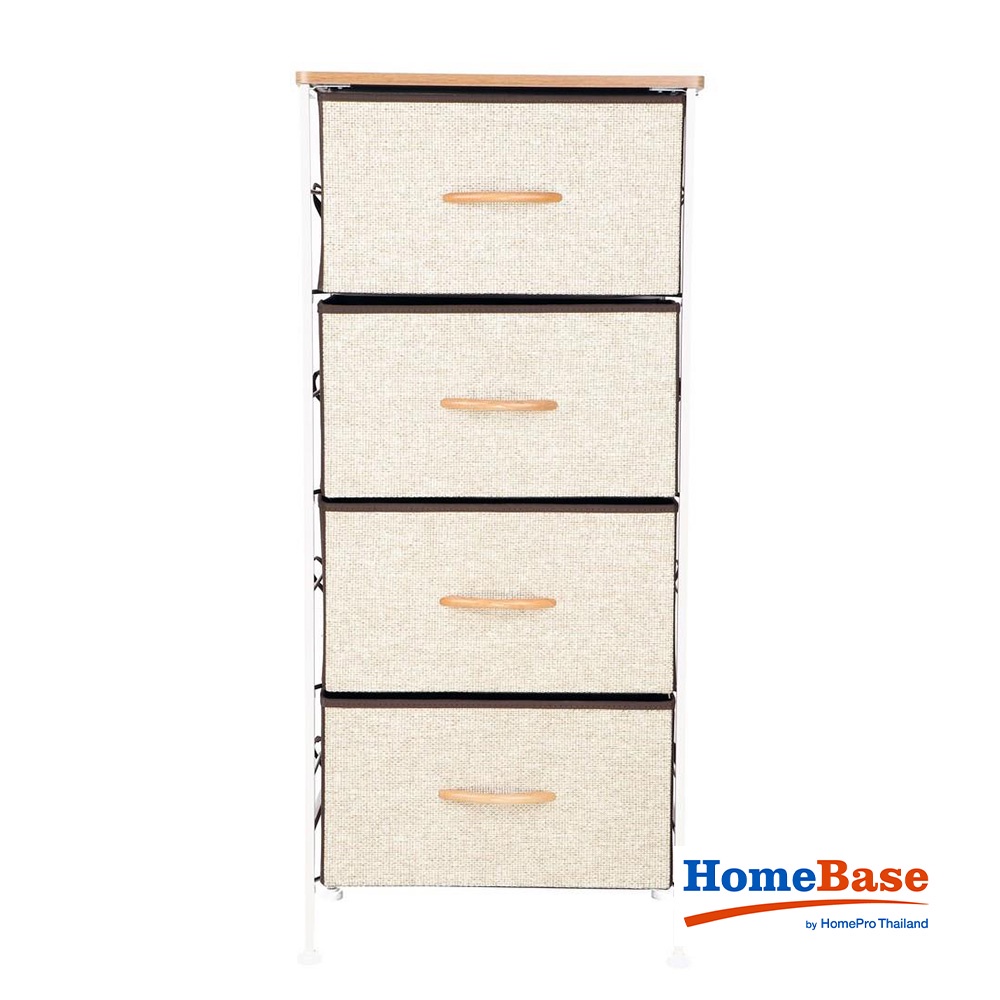 HomeBase STACKO Tủ vải 4 tầng khung thép THYME W45xH98xD30cm màu xám