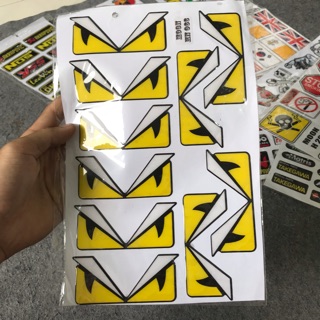 tem  con mắt fendi chử nổi dán  xe