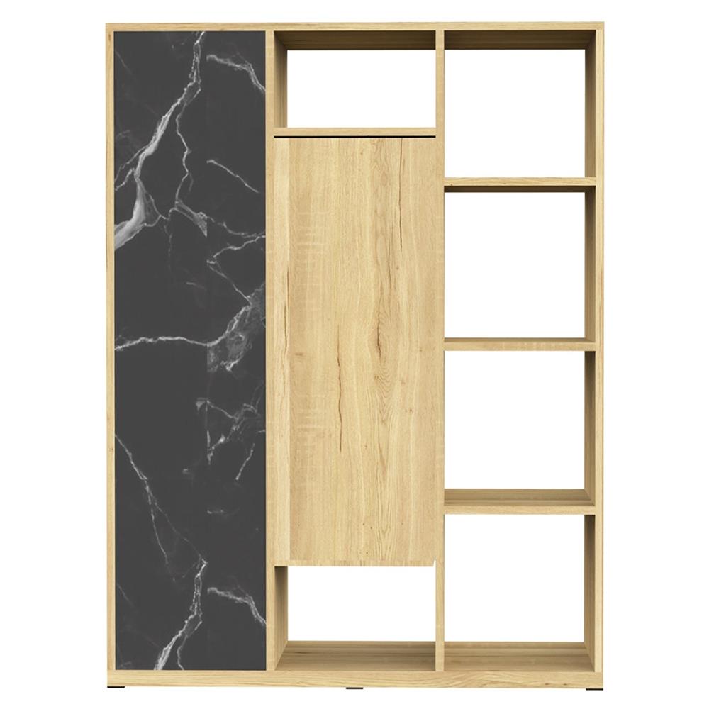 HomeBase FURDINI Kệ gỗ ép có 2 tông màu POSH Thái Lan W90xH120xD30cm màu đá cẩm thạch đen/vân gỗ