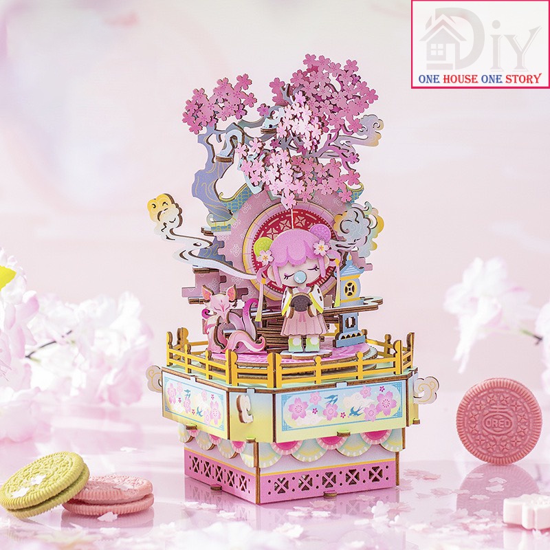 Mô hình Hộp âm nhạc tự lắp ráp bằng gỗ 3D DIY(KÈM NHẠC)ROBOTIME-Quà tặng sinh nhật giáng sinh