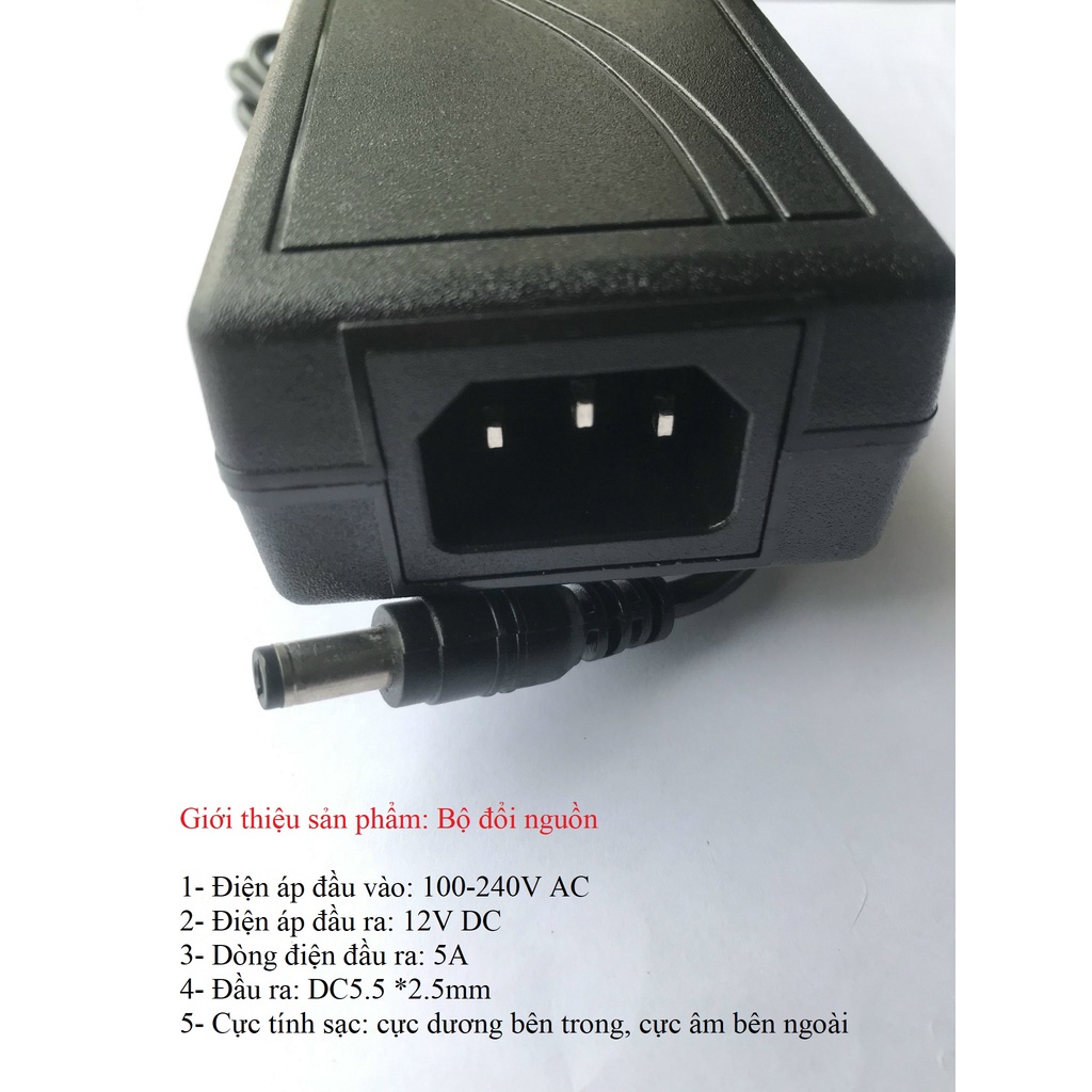 Nguồn Adapter 12V 5A đầu ra 5.5x2.5mm