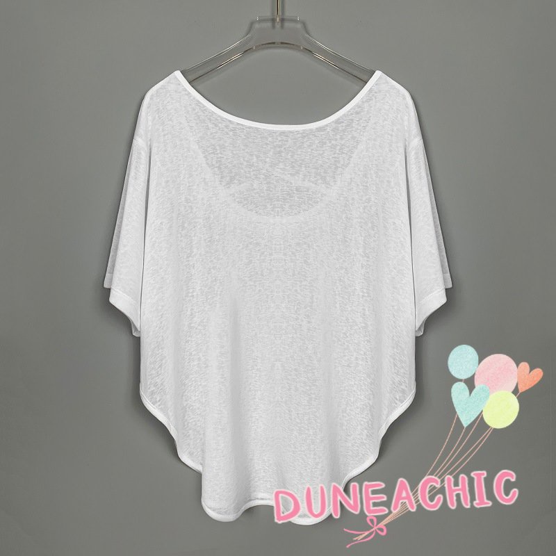 DUNEA Áo Thun Ngắn Tay Dáng Rộng Hở Lưng Gợi Cảm Dành Cho Nữ