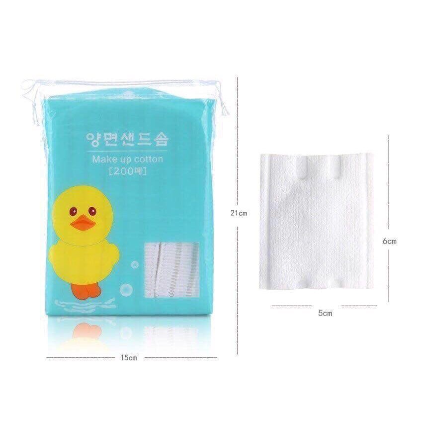 Bông tẩy trang Gấu Vịt Thỏ 200 miếng - 100% cotton