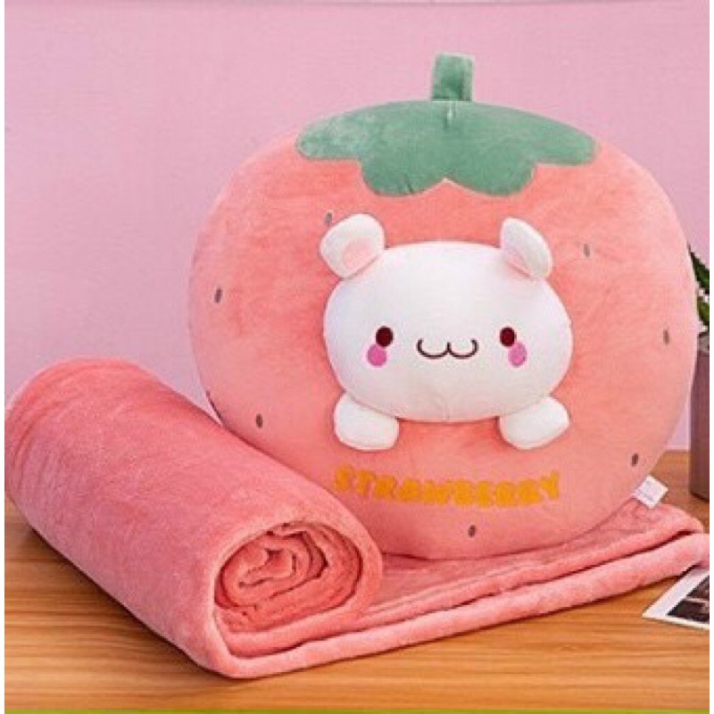 Chăn Trái Cây Kèm Thú – Vừa có thể dùng làm gối ôm + có chăn để đắp