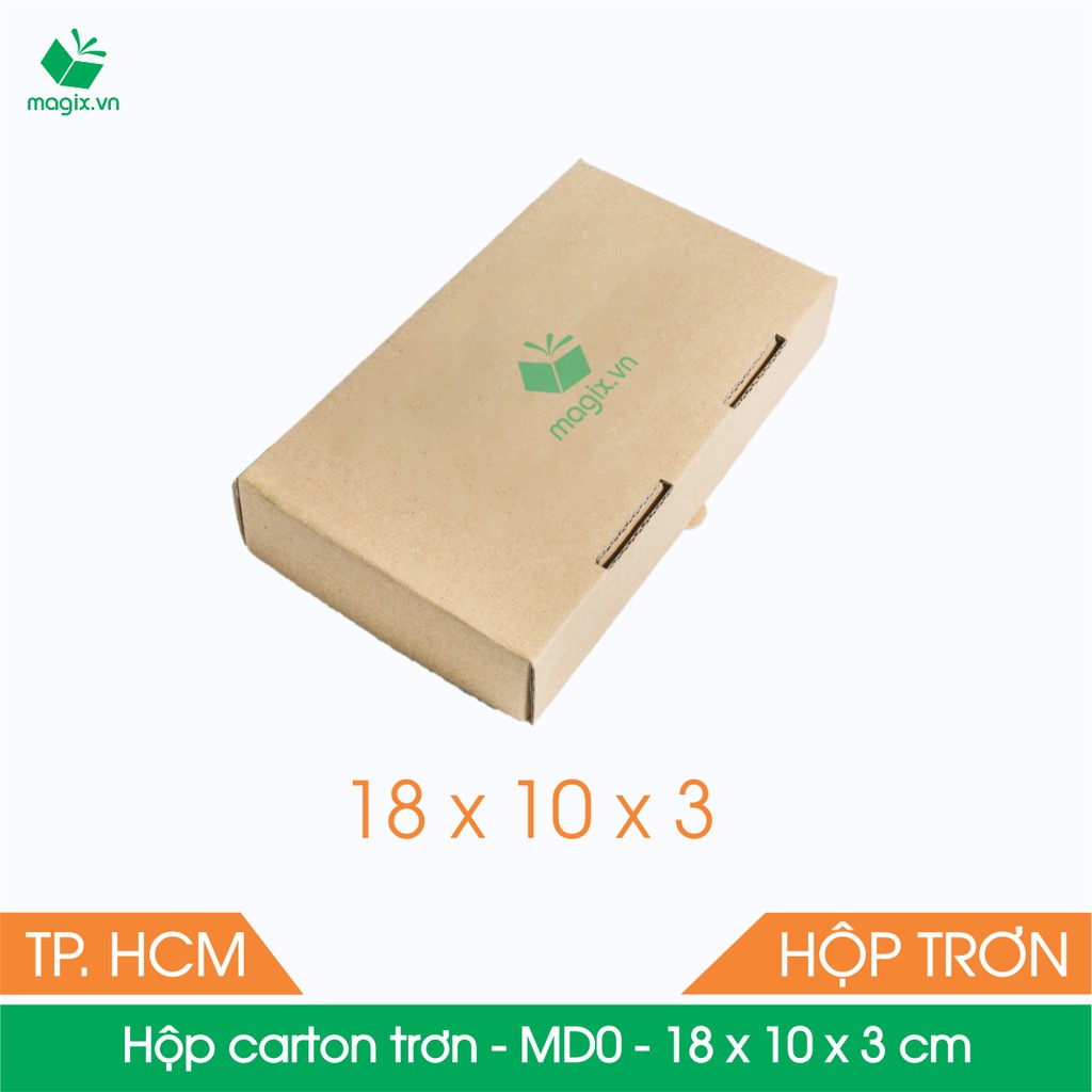 MD0 - 18x10x3 cm - 50 Thùng hộp carton trơn đóng hàng + TẶNG 25 DECAL HÀNG DỄ VỠ