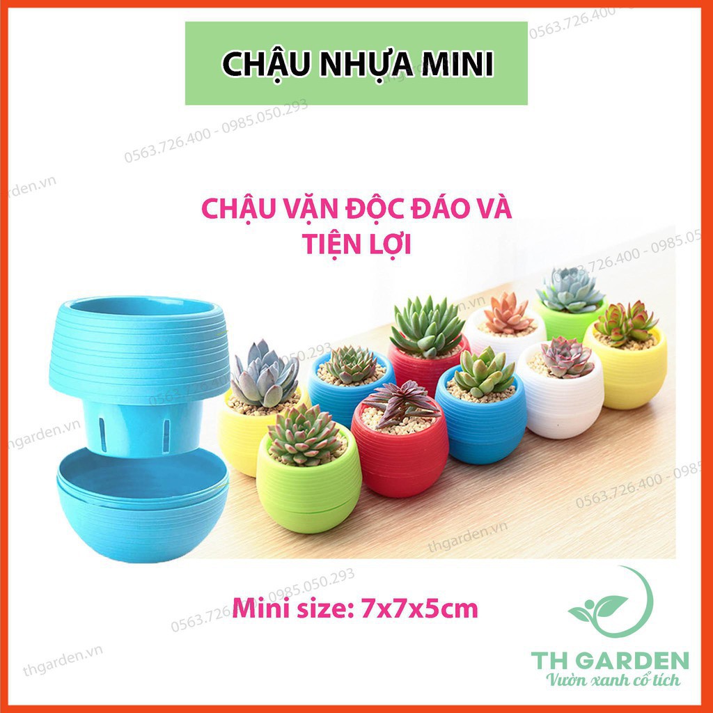 [] Chậu Cây Mini Có Đáy Trữ Nước - Đa dạng màu sắc - Trang trí nhà cửa, văn phòng tuyệt đẹp nakha