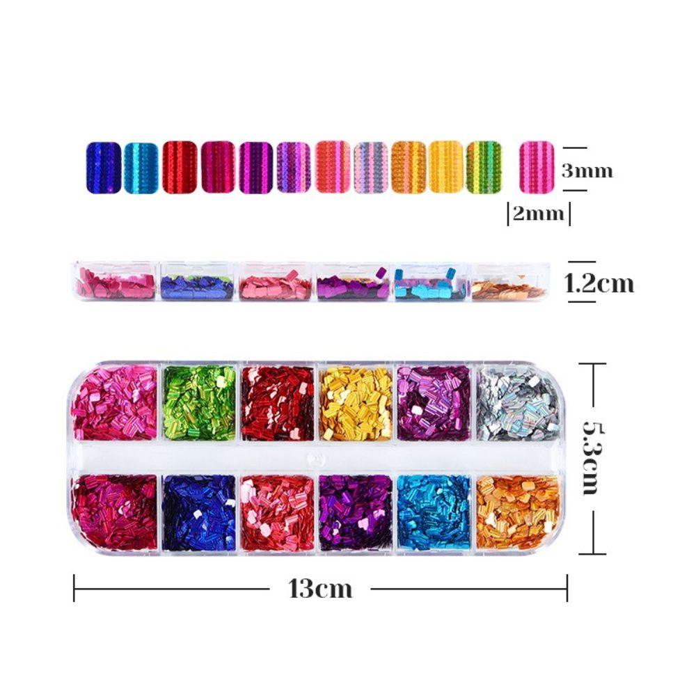 Hộp Sequin Hình Chữ Nhật Lấp Lánh Trang Trí Móng Nghệ Thuật