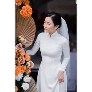 ÁO DÀI CÔ DÂU TRẮNG [Kèm hình thật]