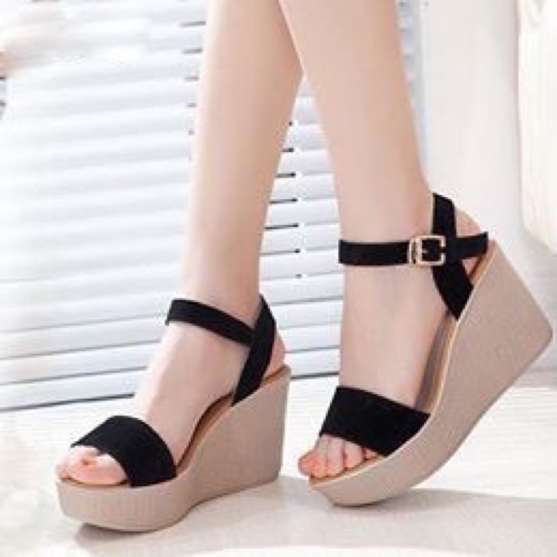 Giày cao gót đế xuồng 9p quai bản ngang nhung