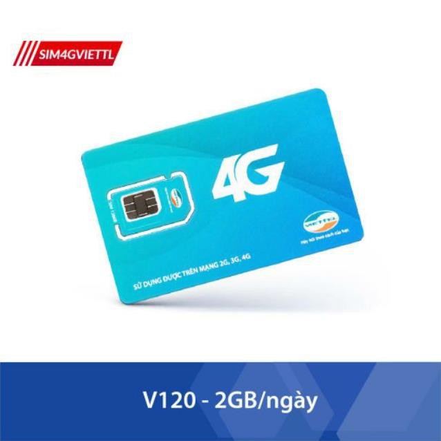 SIM 4G VIETTEL V120 60GB/tháng, miễn phí nội mạng, 50p ngoại mạng