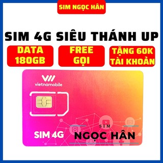 Sim Vietnammobile Siêu Thánh Up - Tặng 60k Tài Khoản Chính, Tặng 180GB tháng, Nghe gọi miễn phí thumbnail