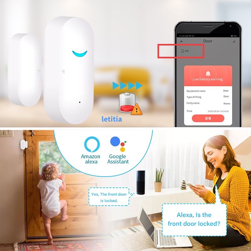 WIFI Cảm Biến Cửa Báo Động Không Dây Từ Cửa Sổ Mở Nhập Cảnh Báo An Ninh Ngôi Nhà Báo
