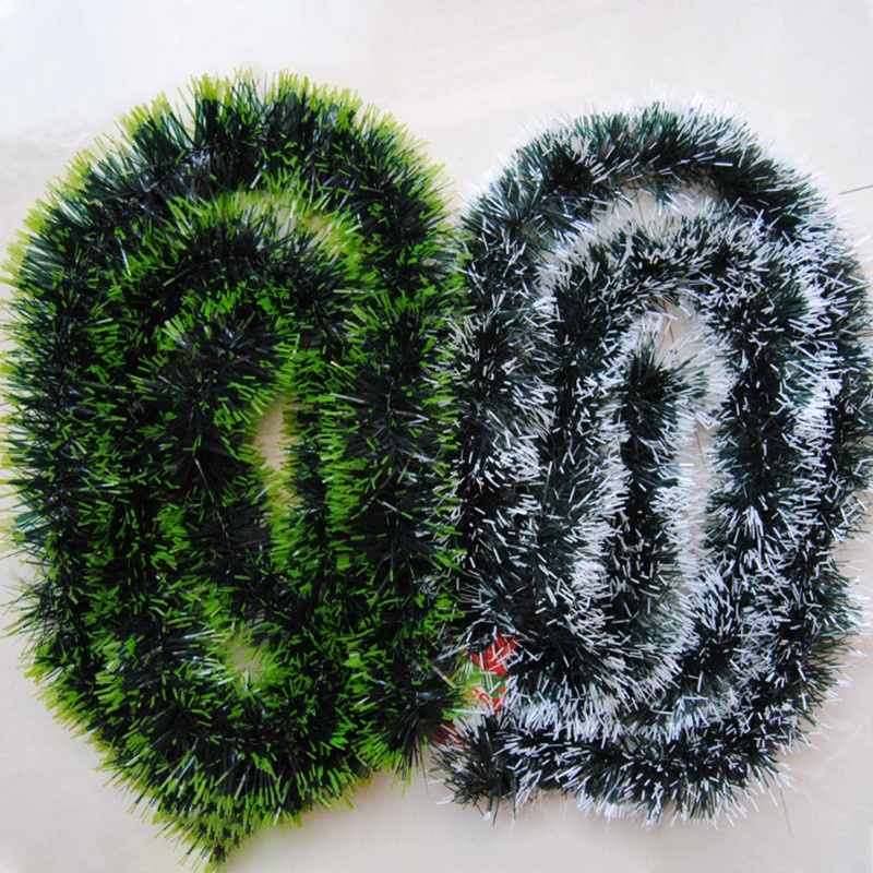 Dây Ruy Băng PVC Màu Trắng Xanh Lá Đậm Treo Tường Trang Trí Giáng Sinh Nhà Cửa DIY 200CM