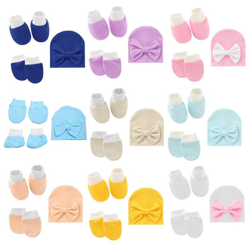 Set Găng Tay + Vớ + Mũ Mềm Giữ Ấm Mùa Thu Đông Chống Trầy Xước