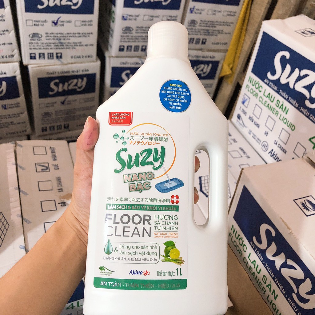 Nước lau sàn nhà sả chanh Suzy 1L, thành phần hữu cơ, đuổi muỗi, diệt khuẩn, chất lượng Nhật Bản.
