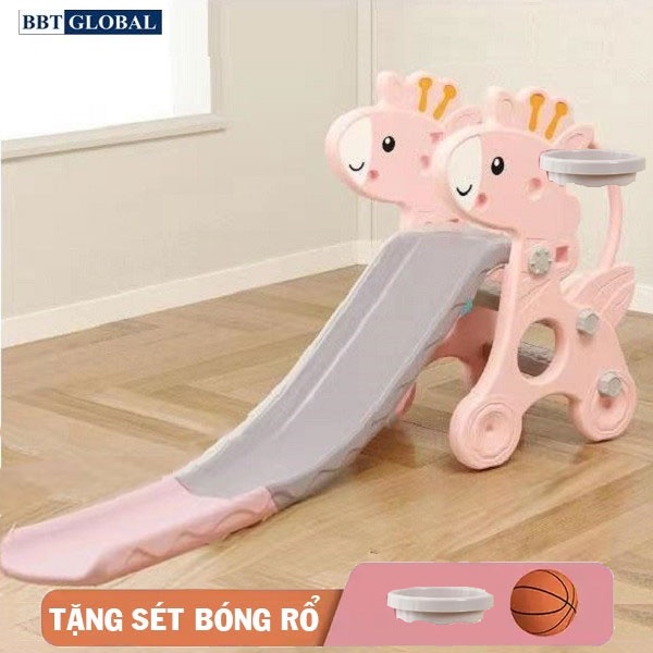 Cầu trượt hươu máng dài TẶNG set bóng rổ BBT Global BSL300