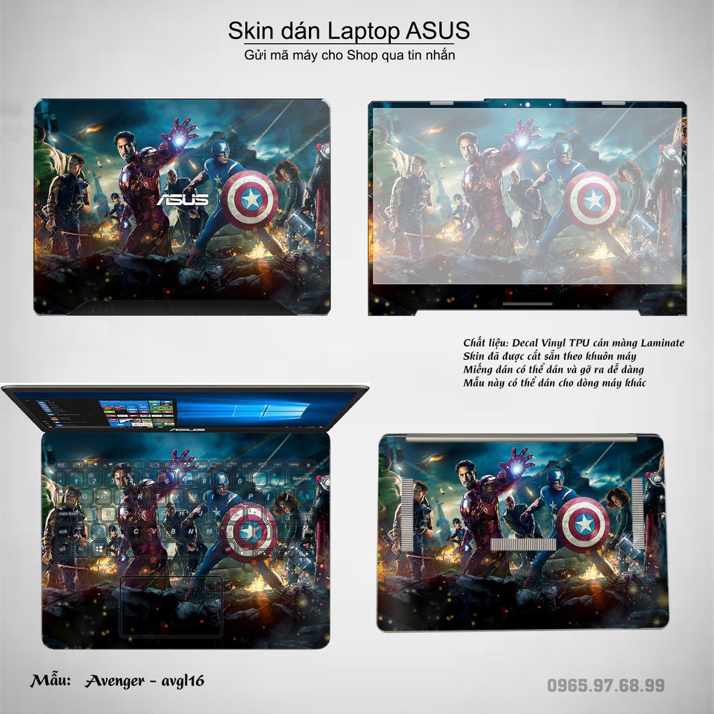 Skin dán Laptop Asus in hình Avenger nhiều mẫu 4 (inbox mã máy cho Shop)
