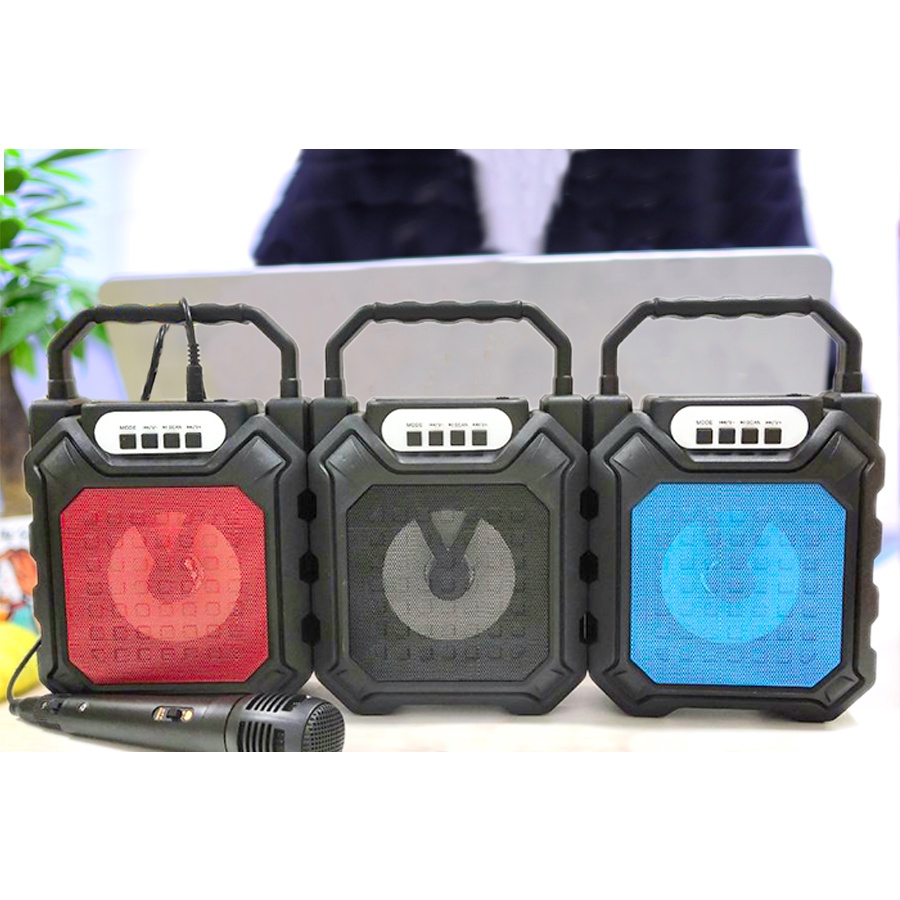 Loa Bluetooth karaoke Mini 608 có mic hát dây dài giá rẻ âm thanh siêu hay bass mạnh Bảo hành 1 đổi 1