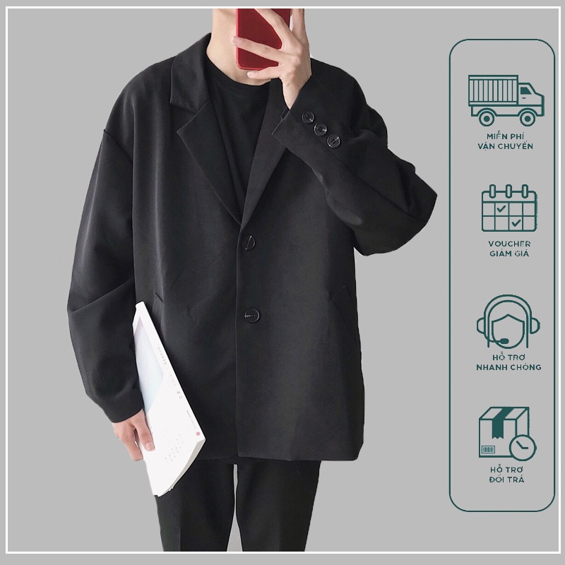 Áo khoác cổ bẻ màu trơn thời trang Hàn Quốc cá tính cho nam