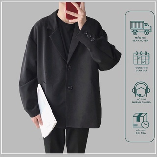 Áo khoác cổ bẻ màu trơn thời trang Hàn Quốc cá tính cho nam