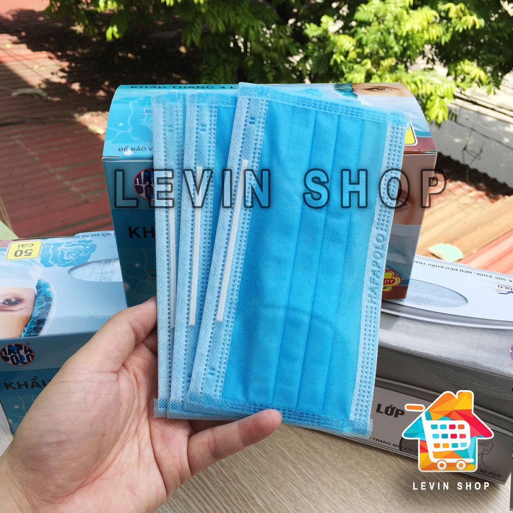  [Chính hãng][Xanh, xám, trắng] Khẩu trang y tế 4 lớp HAPAPOLO - Hộp 50 chiếc | BigBuy360 - bigbuy360.vn