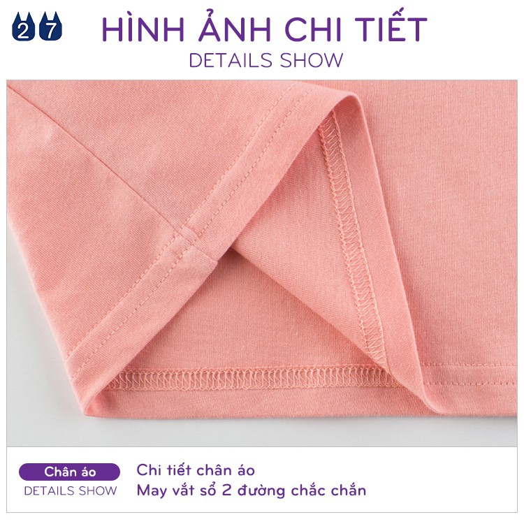 Áo bé gái 27HOME áo cotton cộc tay cho bé in hình thú dễ thương hàng xuất Âu Mỹ