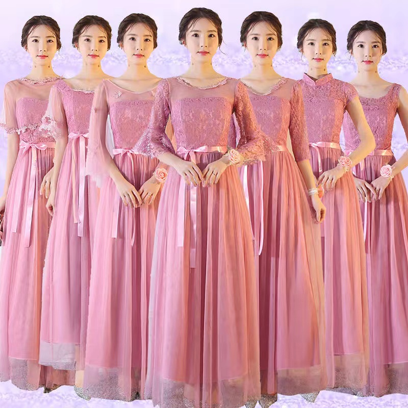 Hàng Có Sẵn Đầm Maxi Dài Màu Hồng Ngoại Cỡ Cho Phù Dâu/Dự Tiệc Tối/Tiệc Cưới