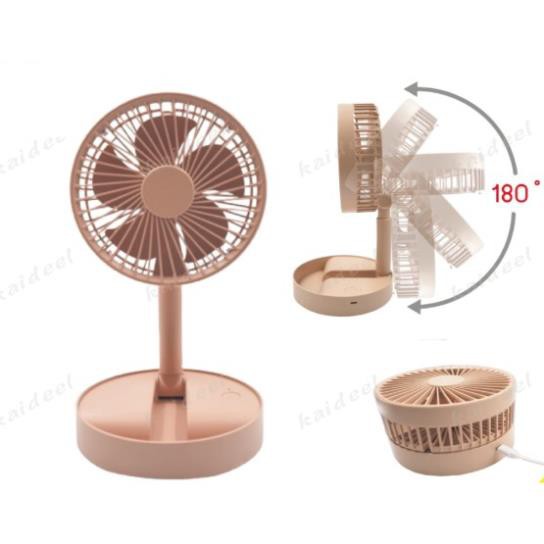 [Mã ELHA22 giảm 5% đơn 300K] Quạt mini cầm tay sạc điện để bàn gấp gọn 3 tốc độ, cổng USB, xoay 180 độ