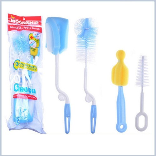 Bộ cọ rửa bình sữa và núm ti 4 món cho bé yêu