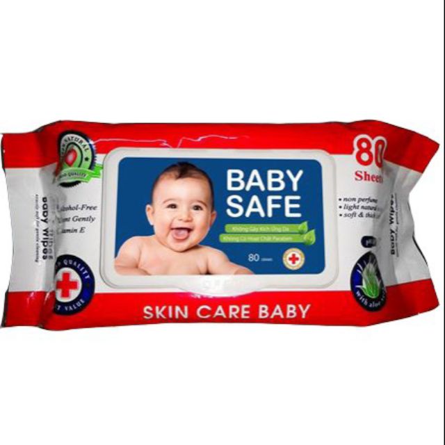 Khăn ướt an toàn BABY SAFE/BABY WIPES không mùi & có mùi - 80g/gói.