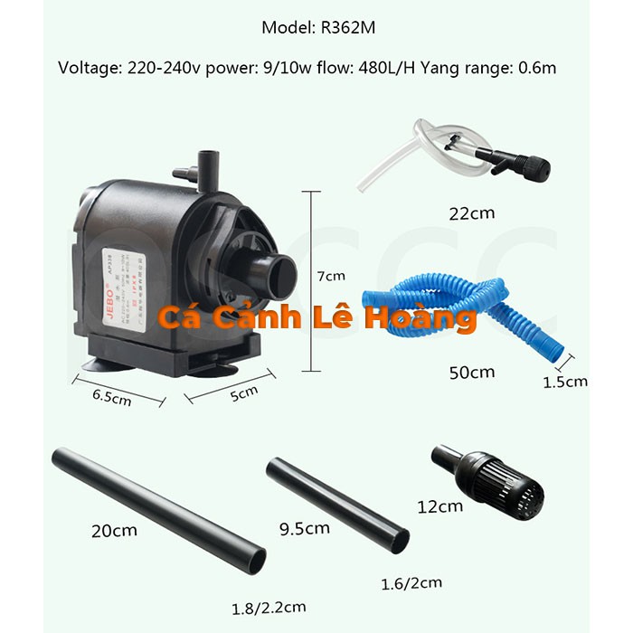 MÁY BƠM NƯỚC BỂ CÁ HỒ CÁ CHÌM ĐẦU LỌC JEBO ĐẨY CAO 0.6 ĐẾN 0.9M