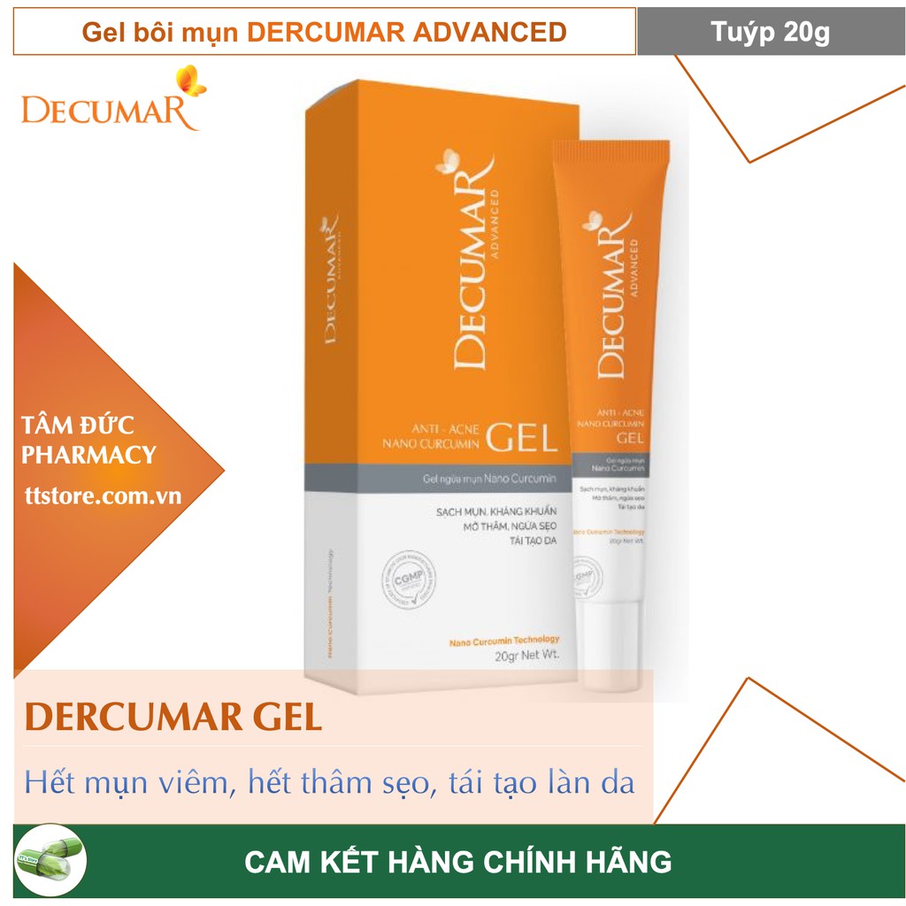 DECUMAR GEL / Gel Ngừa Mụn Nano Curcumin [Tuýp 20g] - Decumar Advanced Gel, decuma, dercuma, dercumar