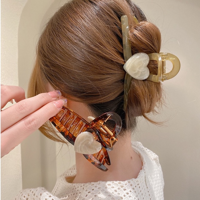 Kẹp Tóc Càng Cua Cỡ Lớn Hình Trái Tim Thời Trang Mùa Hè Hàn Quốc Cho Nữ