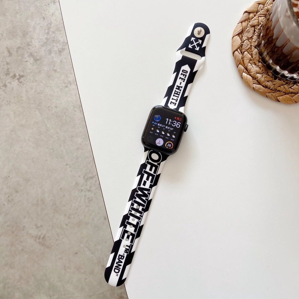 Off White Dây Đeo Silicon Cho Đồng Hồ Apple Watch