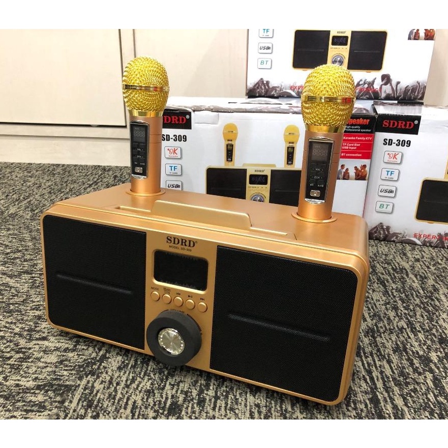 Loa karaoke bluetooth di động Hoco BK9/BS41 / SDRD SD-306 plus mắt cú mèo, chính hãng chất lượng cao kèm 2 Mic cực nhẹ