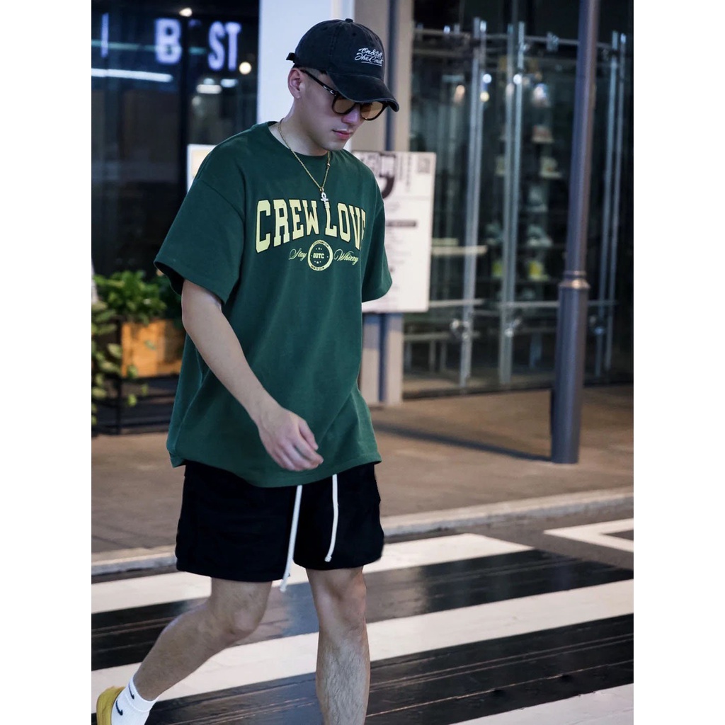 Áo thun- CWEW LOVE Màu XANH LÁ chất liệu 100% Thun Cotton vải 230gsm