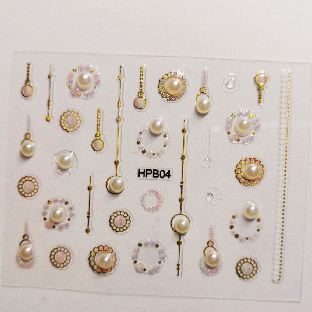 Hình dán ngọc trai giả độc đáo DIY trang trí móng nghệ thuật