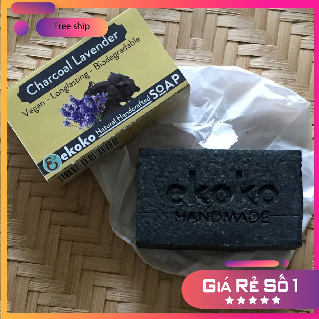 Soap Xà phòng than hoạt tính hoàn hảo cho da viêm mụn lưng, khử mùi cơ thể Charcoal lavender 100gr