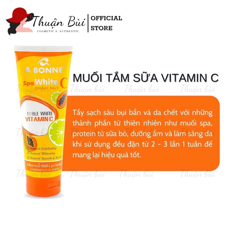 Tuýp Muối Tắm Cao Cấp A Bonne Thái Lan Vitamin C Spa White Creamy Salt Vị Đu Đủ Và Chanh 350gr