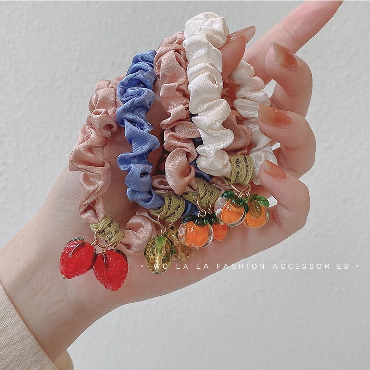 Dây cột tóc cao su bản lớn họa tiết trái cây phong cách mùa hè mới xinh xắn