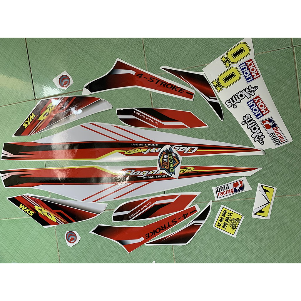 Tem elegant sr trắng đỏ