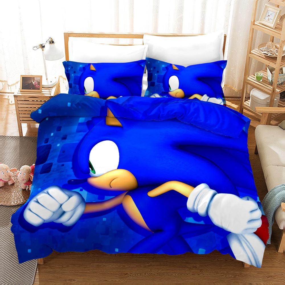 Bộ Chăn Ga Và Vỏ Gối In Hình Sonic The Hedgehog CG1