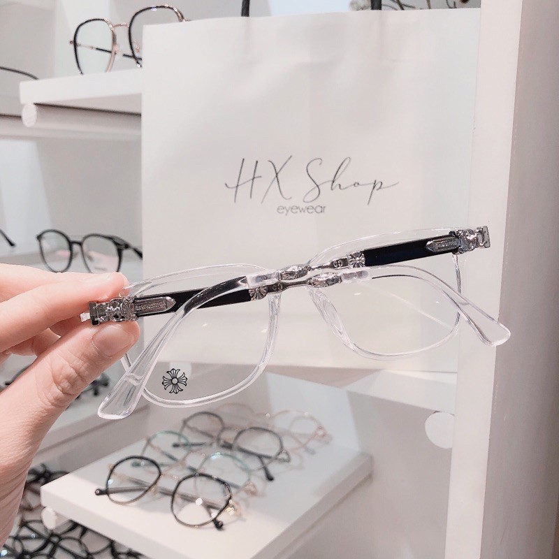 Gọng kính vuông Chrome H ⚜️hoa văn siêu đẹp