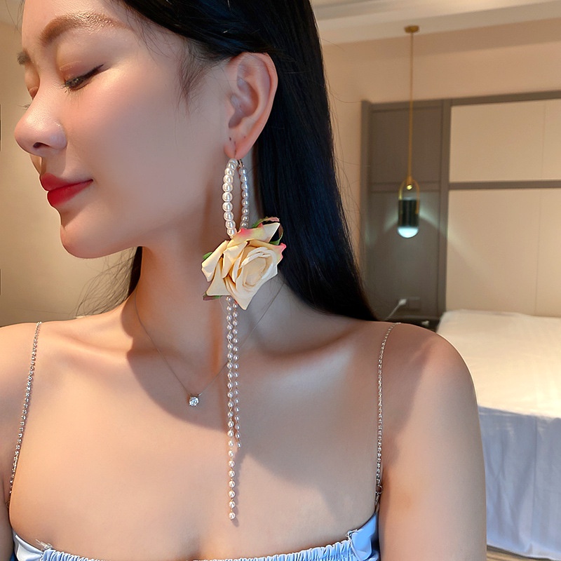 Bella Bông Tai Bạc 925 Hình Hoa Đính Ngọc Trai Phong Cách Âu Mỹ
