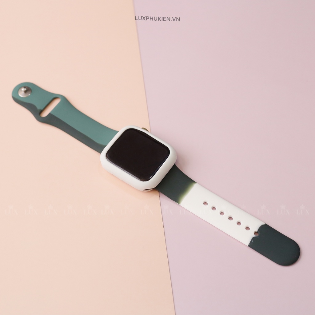 Combo dây Sport phối màu mix ốp silicon cho Apple Watch đồng hồ thông minh iWatch Series 1/2/3/4/5/6/SE size38/40/42/44