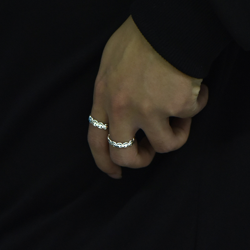 Nhẫn Mạ Bạc S925 Hình Mặt Cười Phong Cách Hip Hop