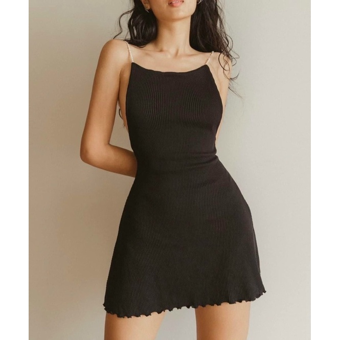 Đầm 2 Dây Ngọc Hở Lưng, Đầm Body Chữ A Hở Lưng Sexy