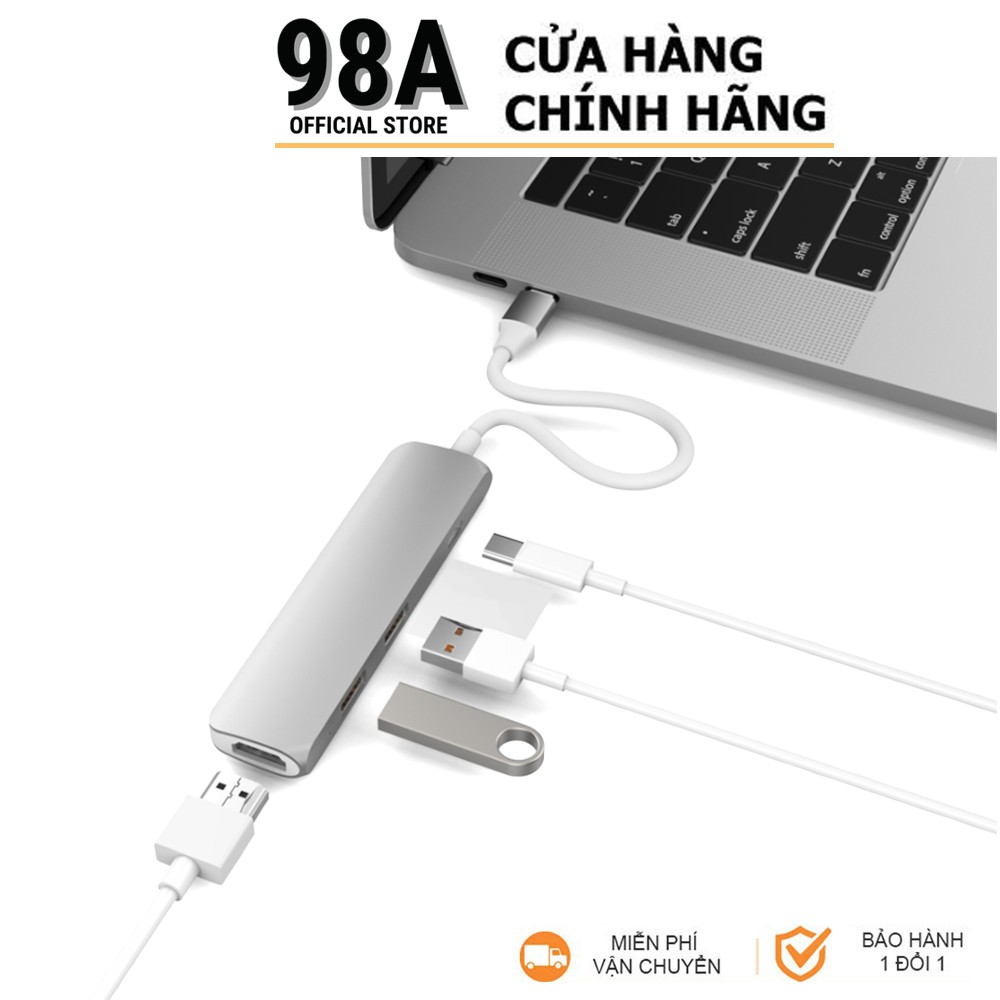 Cổng chuyển HyperDrive 4-in-1 HDMI 4K, USB-C Hub cho Macbook & Devices - GN22B - Hàng Chính Hãng